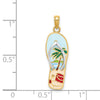 14K and White Rhodium 3-D Enameled Palm Tree and Bucket on Flip-Flop Charm