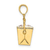 14K 3-D White and Red Enameled Chinese Take-Out Box with Moveable Handle Charm