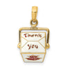 14K 3-D White and Red Enameled Chinese Take-Out Box with Moveable Handle Charm