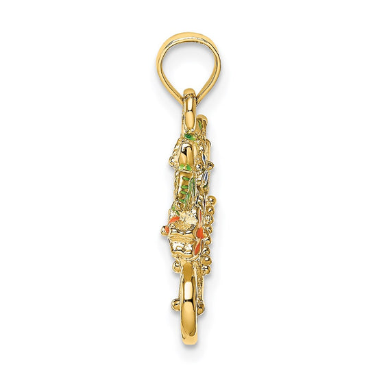 14K 3-D Multi-color Enamel Flower Cart Charm