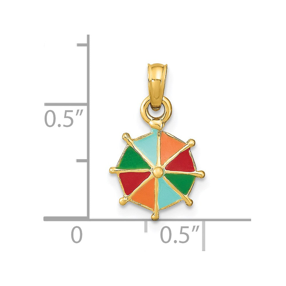 14K Multi-Color Enamel Umbrella Charm