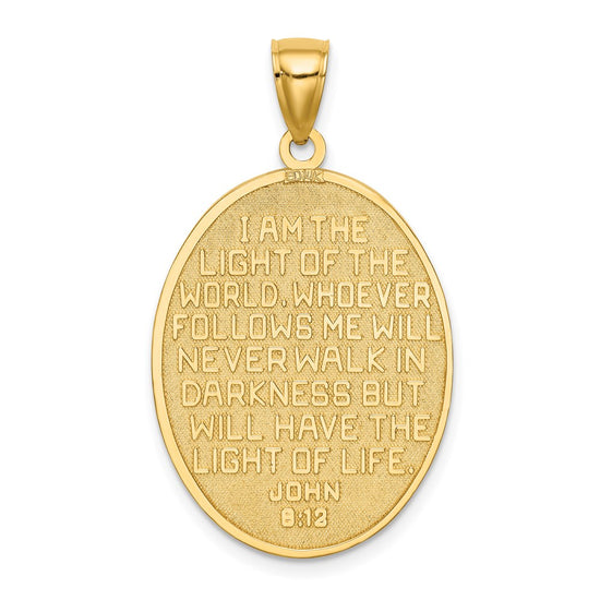 14K Enamel Cape Hatteras Lighthouse Pendant with John 8:12 On Reverse