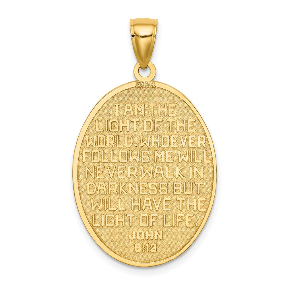 14K Enamel Cape Hatteras Lighthouse Pendant with John 8:12 On Reverse