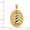 14K Enamel Cape Hatteras Lighthouse Pendant with John 8:12 On Reverse