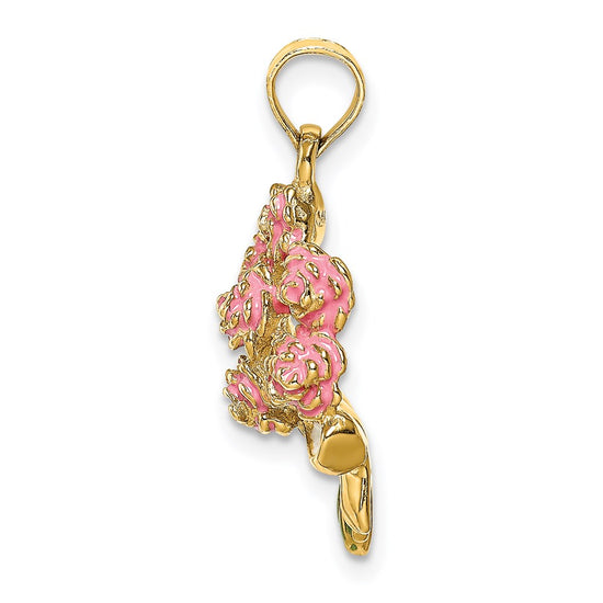 14K Enameled Bouquet of Pink Roses