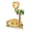 14K 3-D with Enamel Palm Tree and Hut Charm