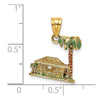 14K 3-D with Enamel Palm Tree and Hut Charm