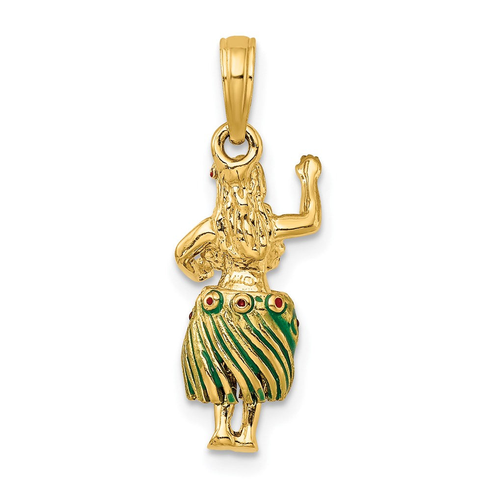 14K 3-D Hula Girl with Moveable Grass Skirt Charm