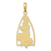 14K Enameled Ladybug and Flowers Triangle Pendant