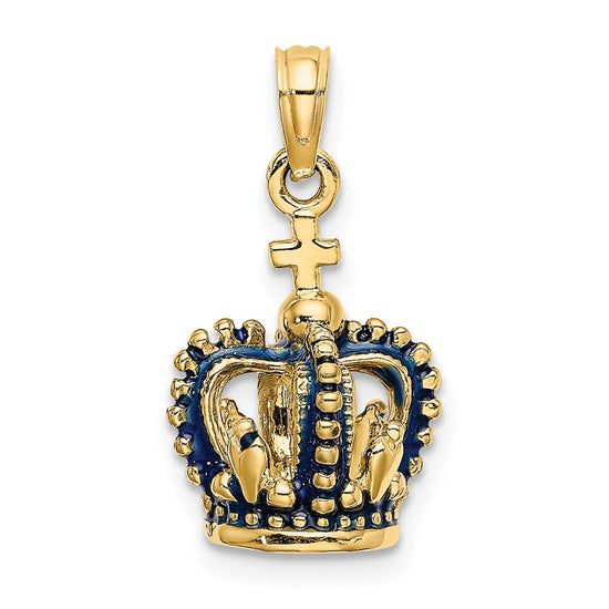 14K 3-D with Blue Enamel Crown Charm