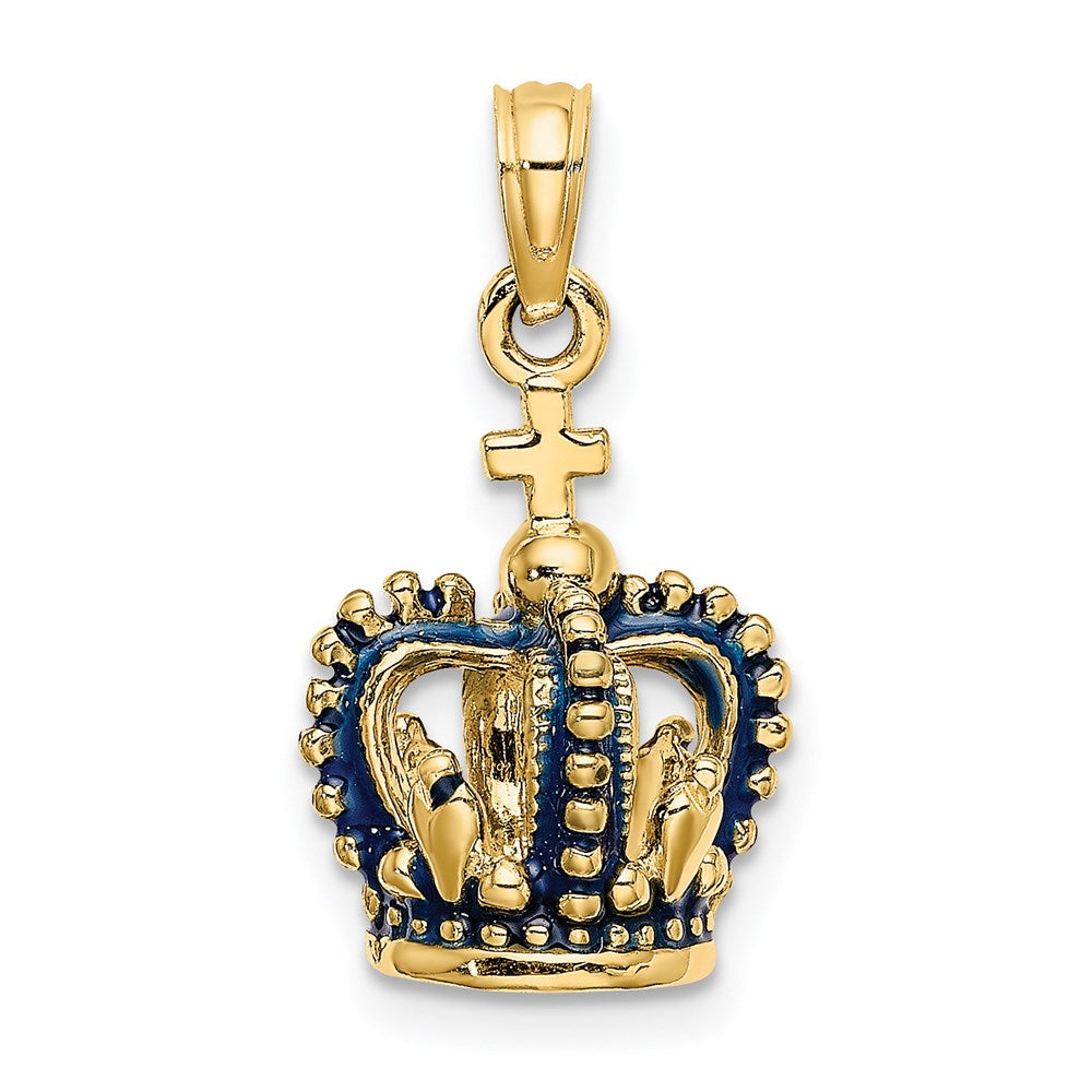 14K 3-D with Blue Enamel Crown Charm