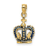 14K 3-D with Blue Enamel Crown Charm