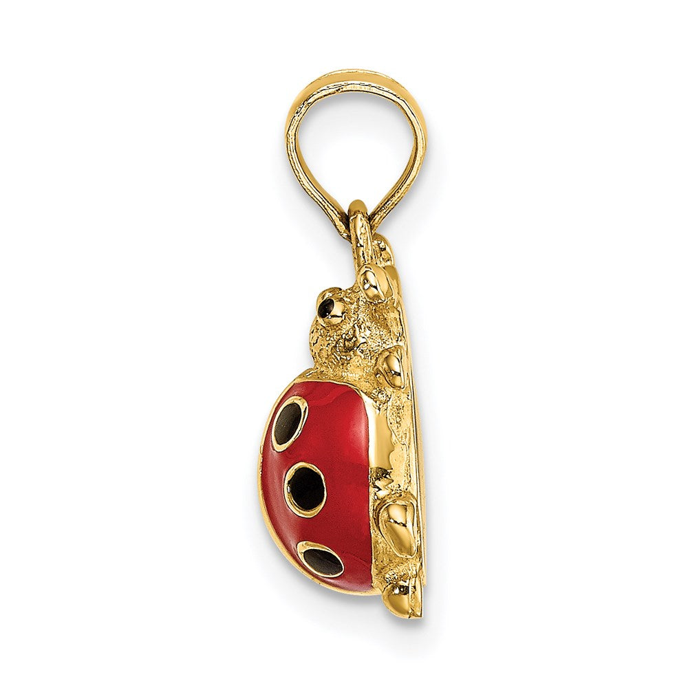 14K Red and Black Enameled Ladybug Charm