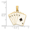14K Enameled Playing Cards Royal Flush Charm