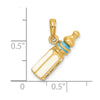 14K 3-D with Blue Enamel Baby Bottle Charm