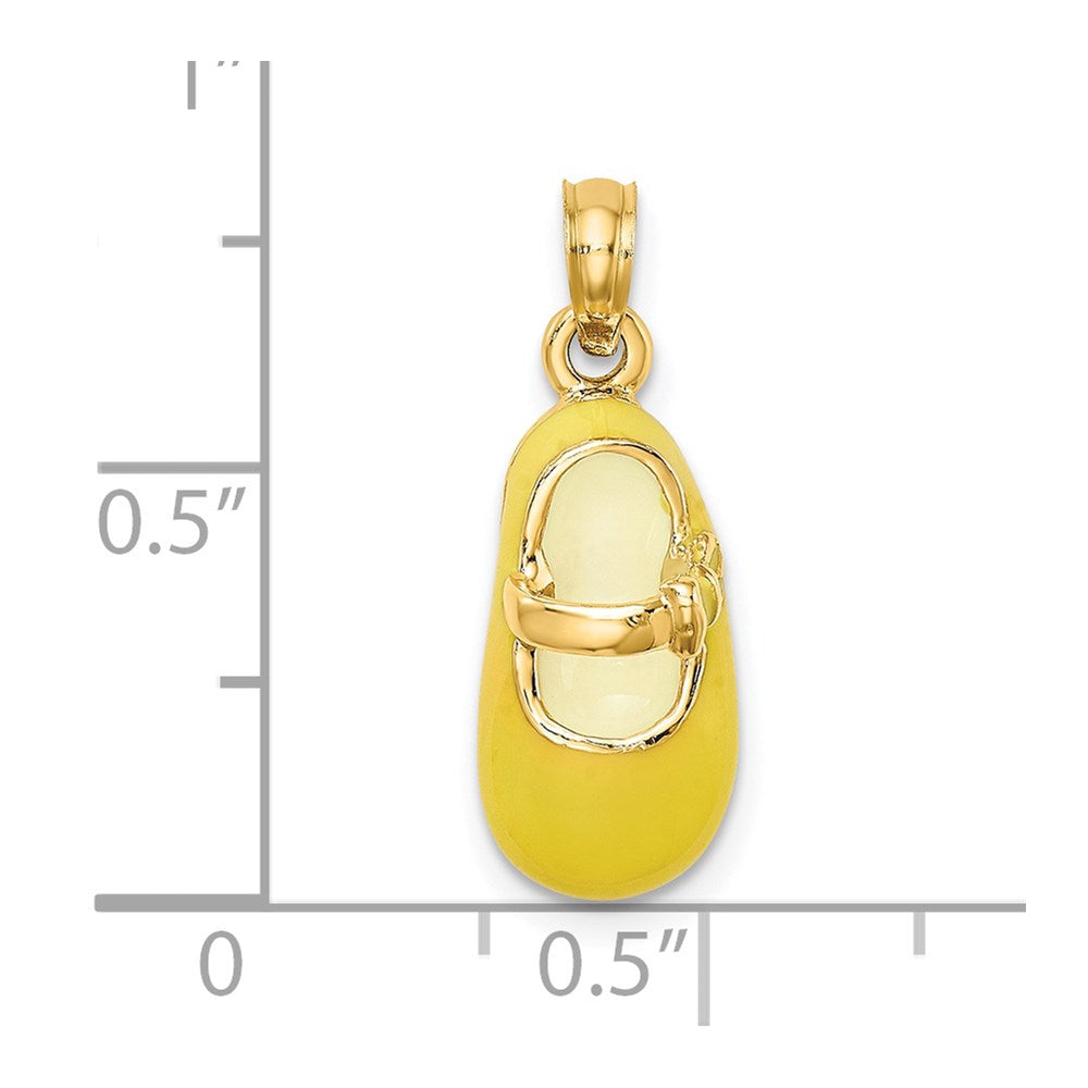 14K Yellow Enameled 3-D Baby Shoe Charm