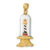 14K 3-D Enamel Cape Hatteras Lighthouse In Glass Dome Charm