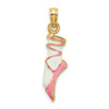 14K 3-D Pink and White Enameled Ballet Shoe Charm