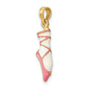 14K 3-D Pink and White Enameled Ballet Shoe Charm