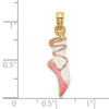 14K 3-D Pink and White Enameled Ballet Shoe Charm