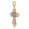 14K Pink/White/Blue Enameled Reversible Same on Both Sides Cross Charm
