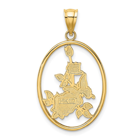 14K Enameled White Butterfly In Oval with Orange Flowers Charm