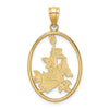 14K Enameled Yellow Butterfly in Oval Red Flowers Charm
