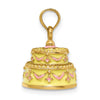 14K 3-D HAPPY ANNIVERSARY Cake with Yellow Enameled Frosting Charm