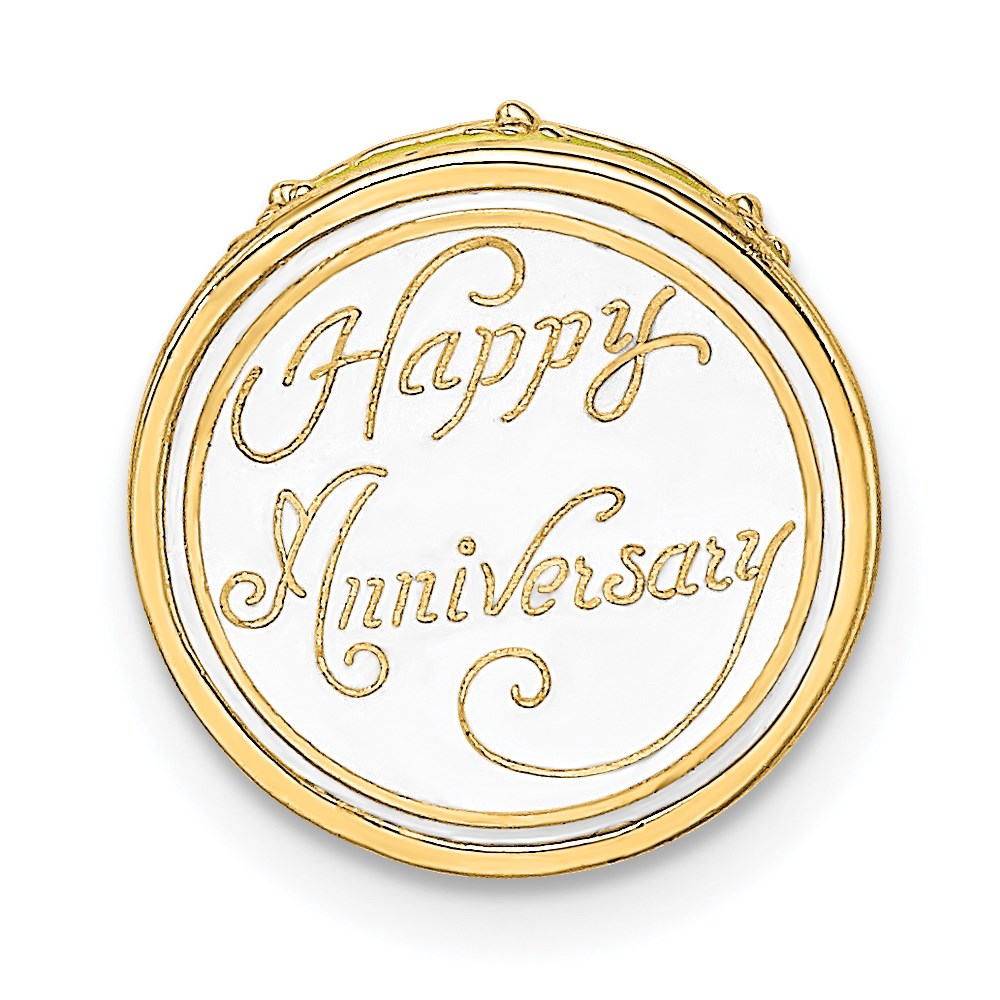 14K 3-D HAPPY ANNIVERSARY Cake with Yellow Enameled Frosting Charm