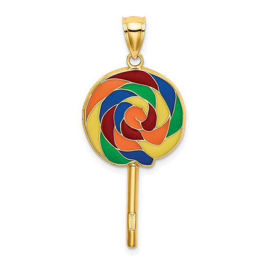 14K 3-D Multi-Color Enameled Lollipop Charm
