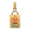 14K 3-D Enameled Jack-o-Lantern Trick or Treat Bag Charm