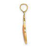 14K Orange and Green Enameled Orange with Stem and Leaf Charm