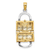 14K and White Rhodium 3-D Pink Enameled Handbag Opens Charm