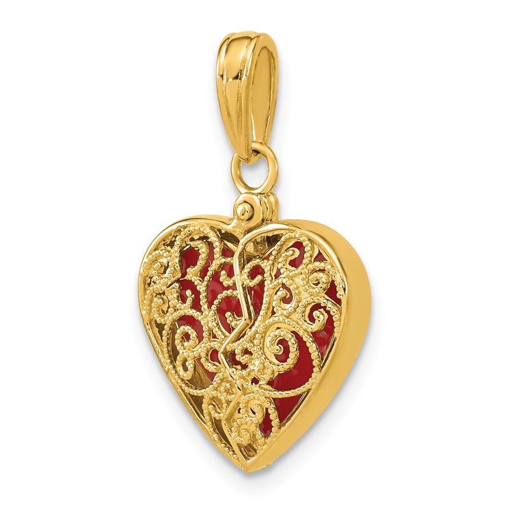 Gold 3-D ReversibleHeart Pendant