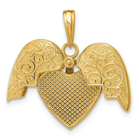Gold 3-D ReversibleHeart Pendant