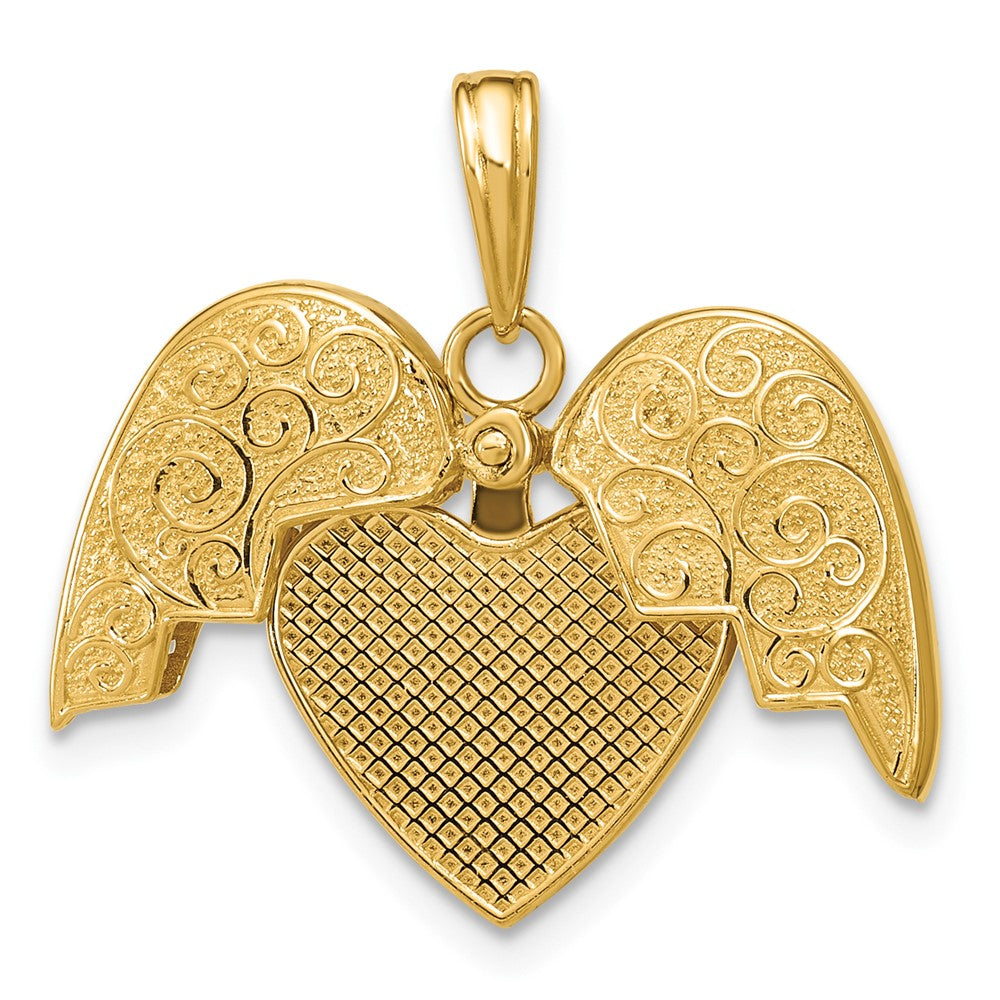 Gold 3-D ReversibleHeart Pendant