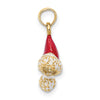 14K 3-D Red and White Enameled Santa Hat Charm