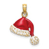 14K 3-D Red and White Enameled Santa Hat Charm
