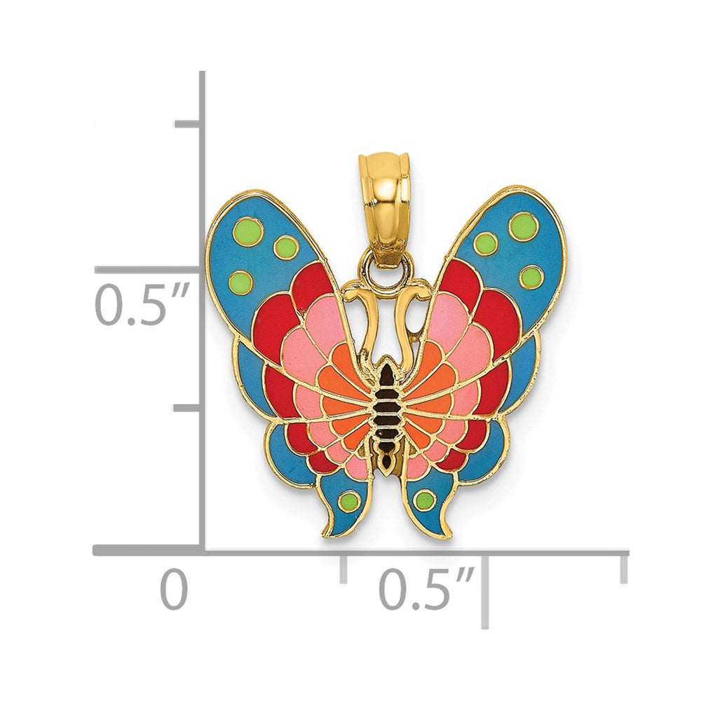 14K Multi-Color Enameled Butterfly Charm