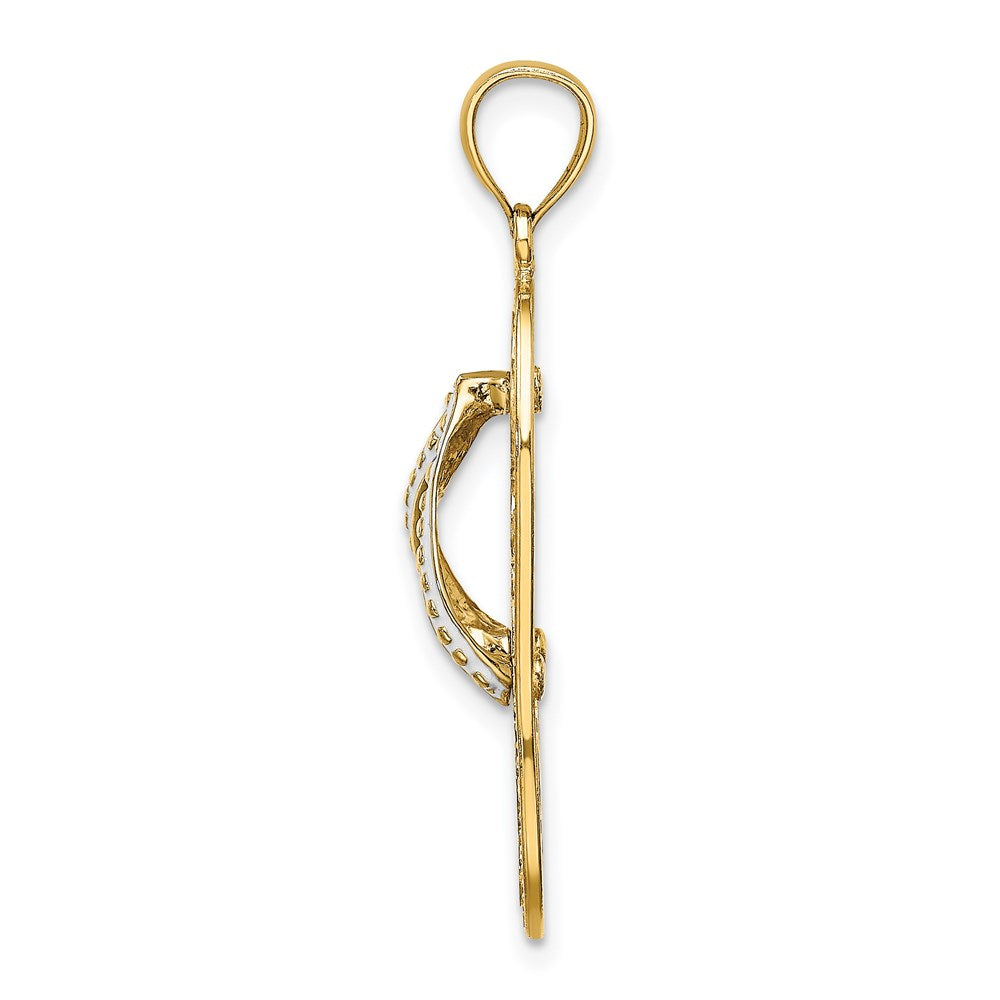 14K Multi Heart Flip-Flop with White Enamel Charm
