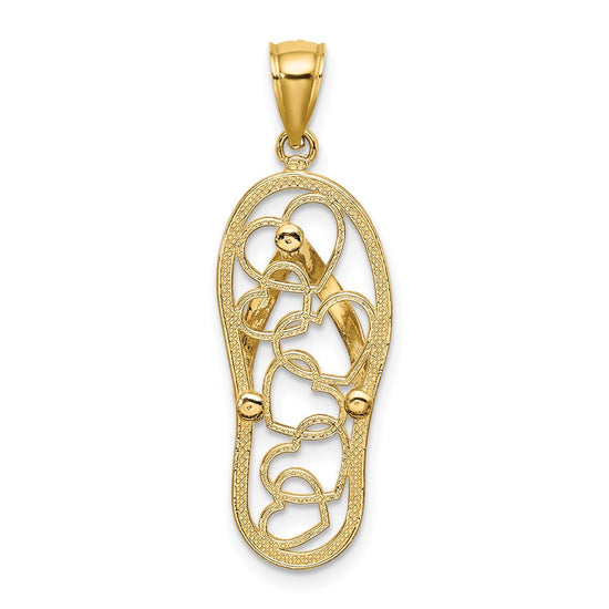 14K Multi Heart Flip-Flop with White Enamel Charm