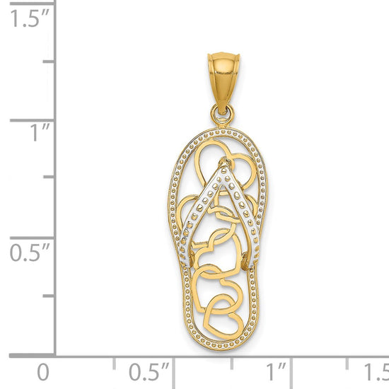 14K Multi Heart Flip-Flop with White Enamel Charm