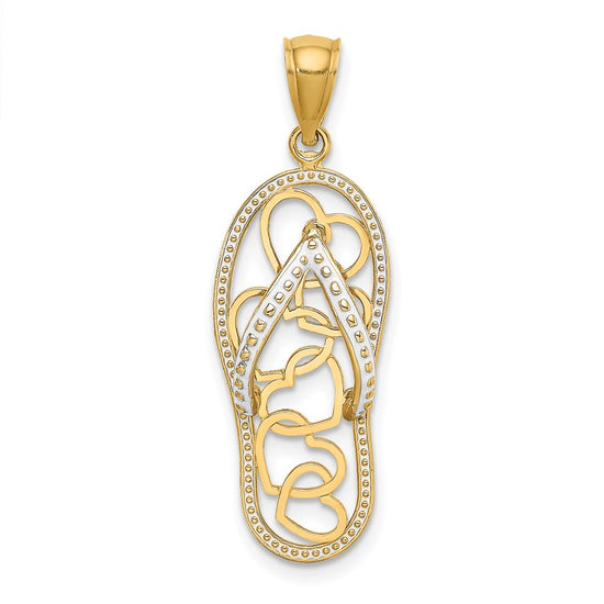 14K Multi Heart Flip-Flop with White Enamel Charm