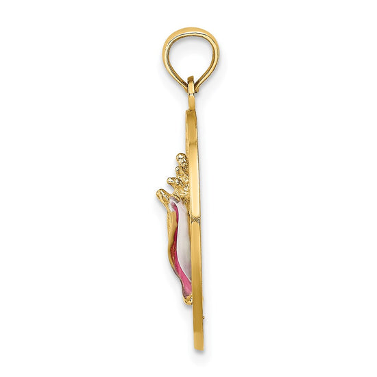 14K SARASOTA Circle with Enamel Conch Shell Charm