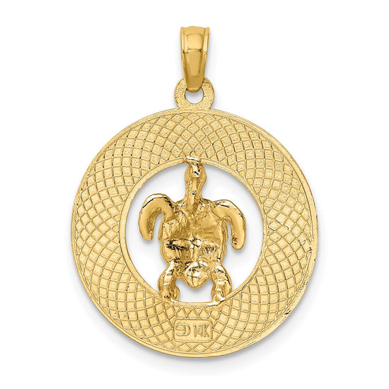 14K with Green Enamel Turtle SARASOTA Circle Charm