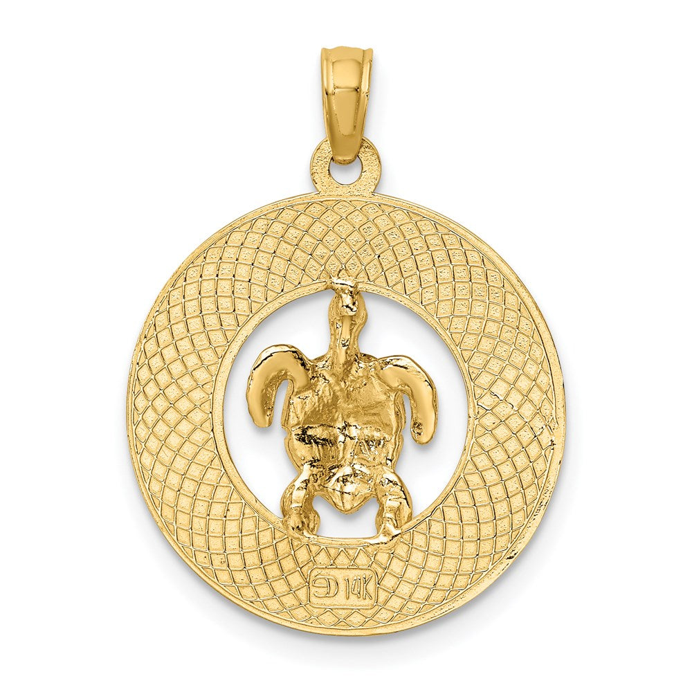 14K with Green Enamel Turtle SARASOTA Circle Charm