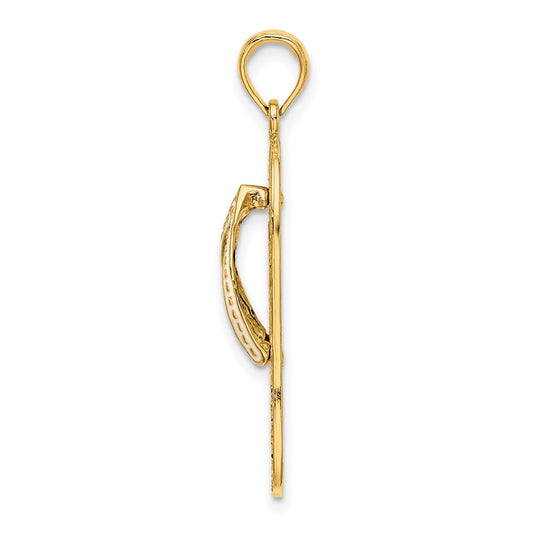 14K Enameled Palm Tree Flip-Flop Charm