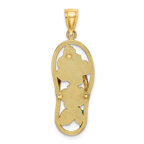 14K Enamel Red Hibiscus Flower Flip-Flop Charm