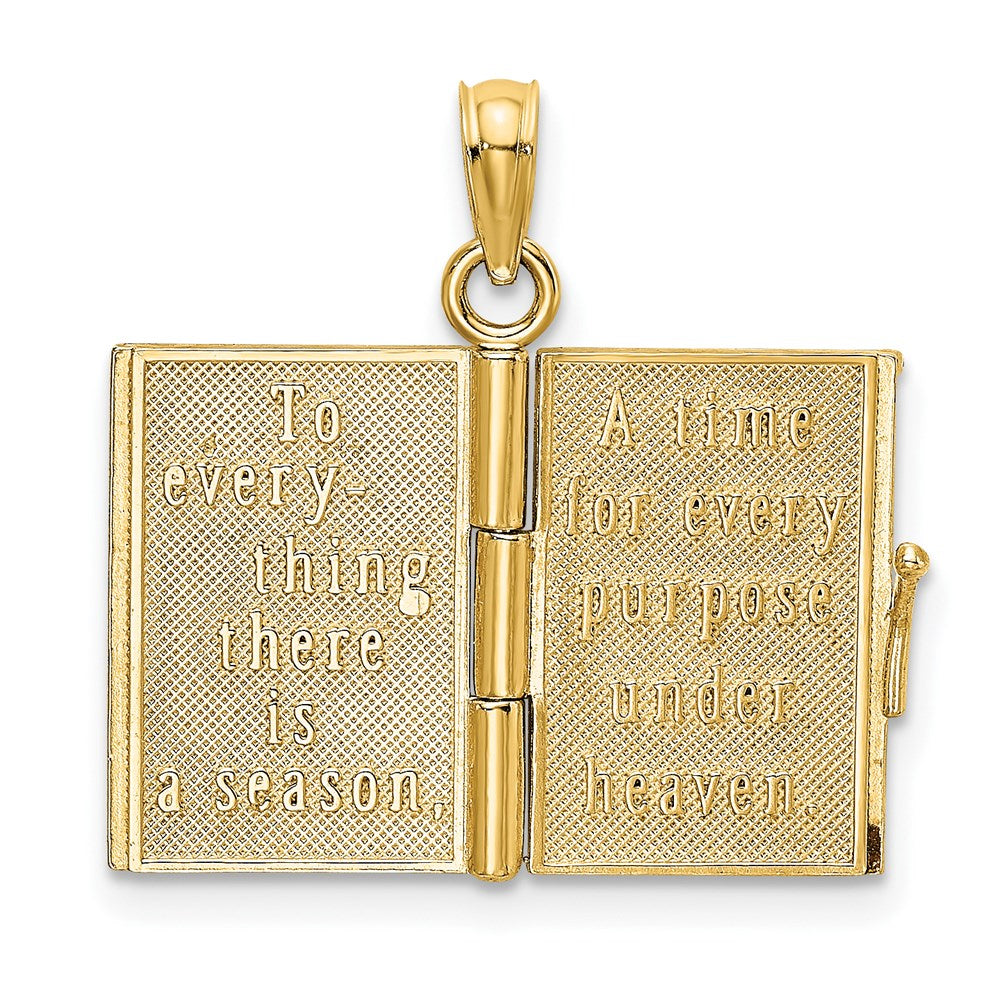 14K 3-D Multi-color Enamel Butterfly Ecclesiastes 3:1 Book with Moveable Pages Pendant