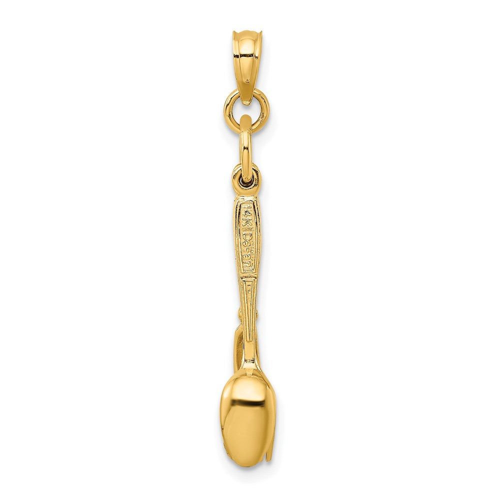14K 3-D Black Enameled Knife, Fork, Spoon Moveable Charm